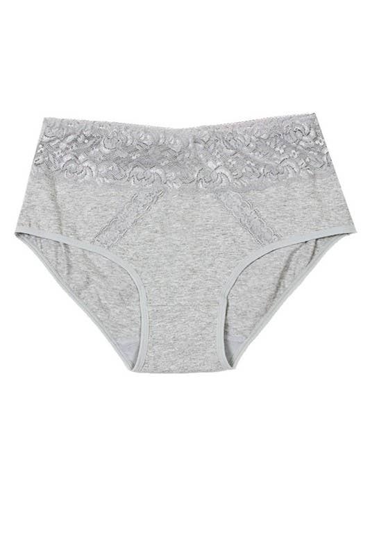 Assorted Color Dual Lace Panels Solid Full Brief-YM-70091-PTY-C04 for wholesale on Faire6