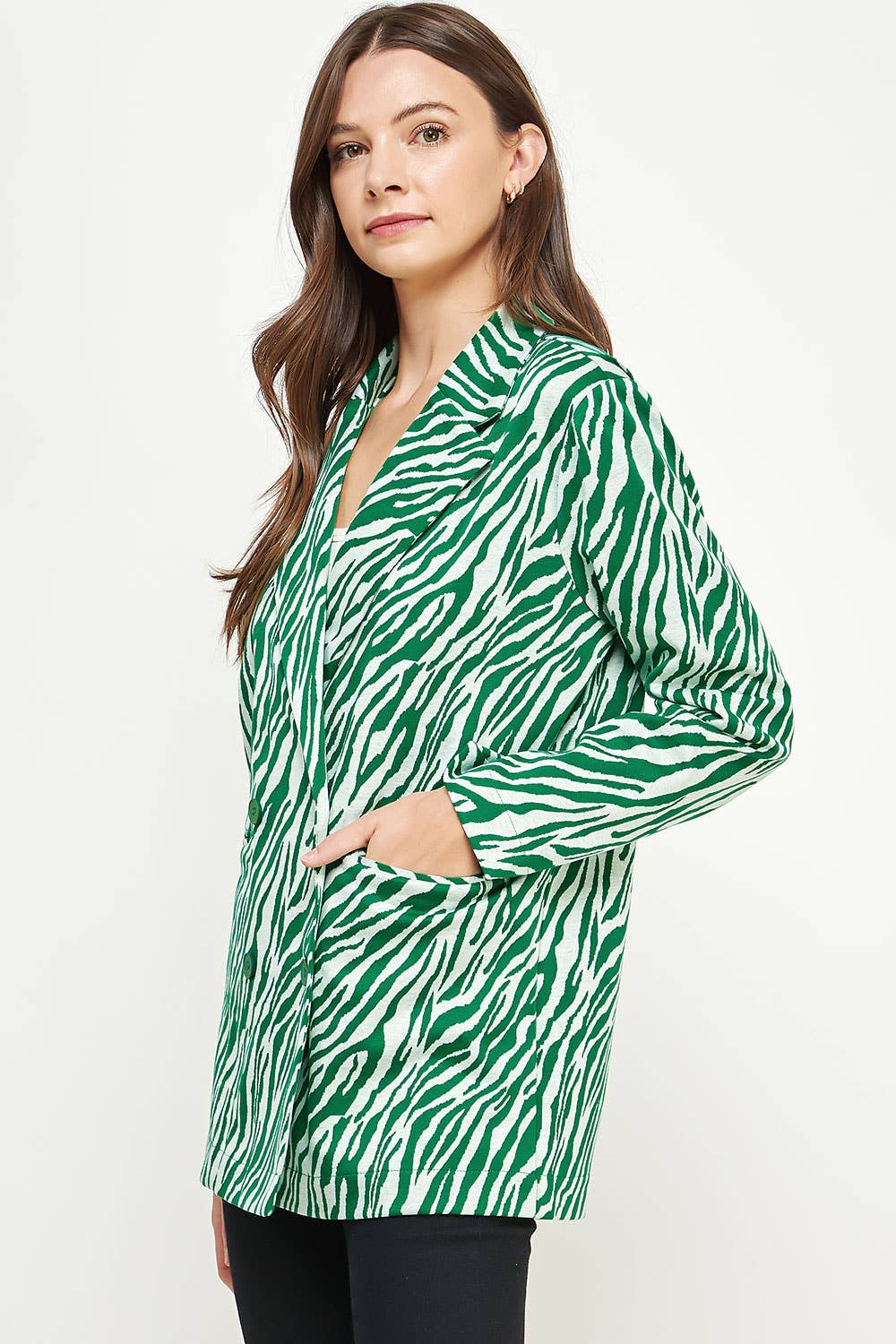 Strut & Bolt – Engroshandel Blazer - Dame – Zebra Mønster Strik Blazer11