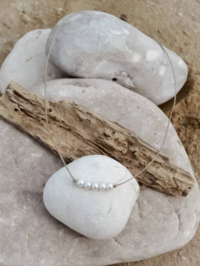 LINEA - Halsketting van linnen en parels gemaakt in Frankrijk - SIERADEN voor wholesale door NATURE ET LIN