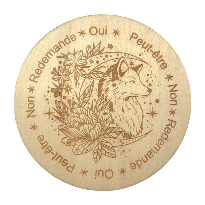 Foliesbijoux - Wholesale Spiritual Stone/Crystal - Wooden wolf dowsing plate