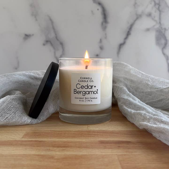 Cornell Candle Co. - Wholesale Jar/Filled Candle - Cedar+Bergamot 6 oz. Coconut Soy Candle