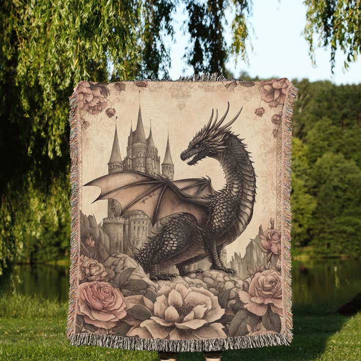 MagicMerchEmporium - Wholesale Throw Blanket - Mythical Dragon Woven Throw Blanket