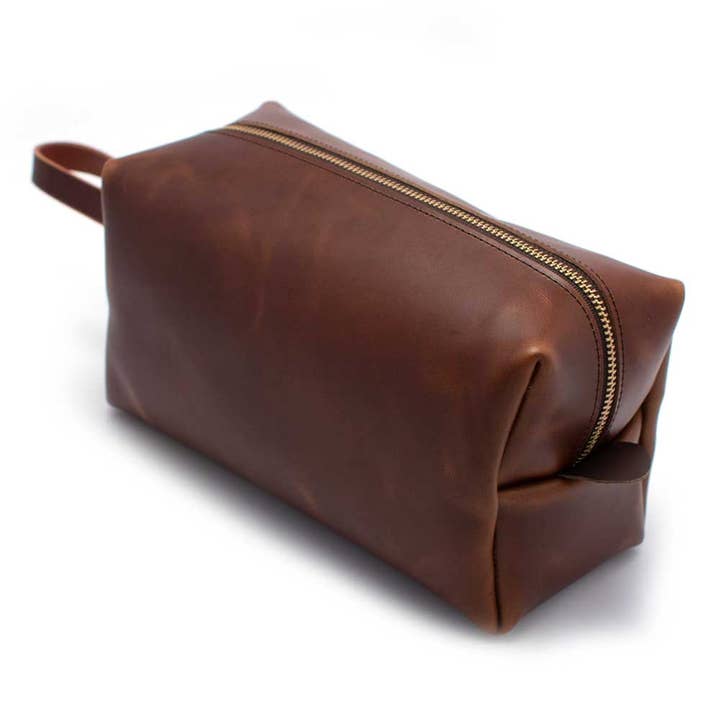 General Knot & Co. - Wholesale Toiletry Bag - Unisex - Leather Travel Kit-Waxy Brown