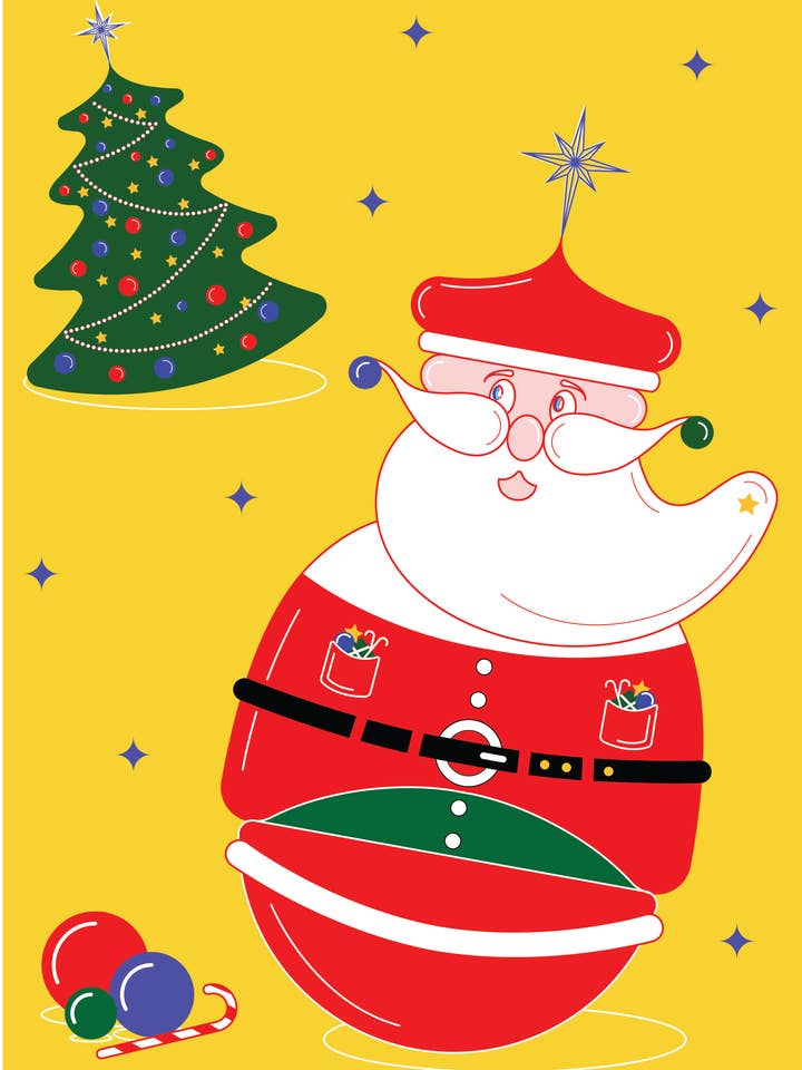 Biglietto di Natale - Babbo Natale e Albero per la vendita all'ingrosso da parte di Chalaris