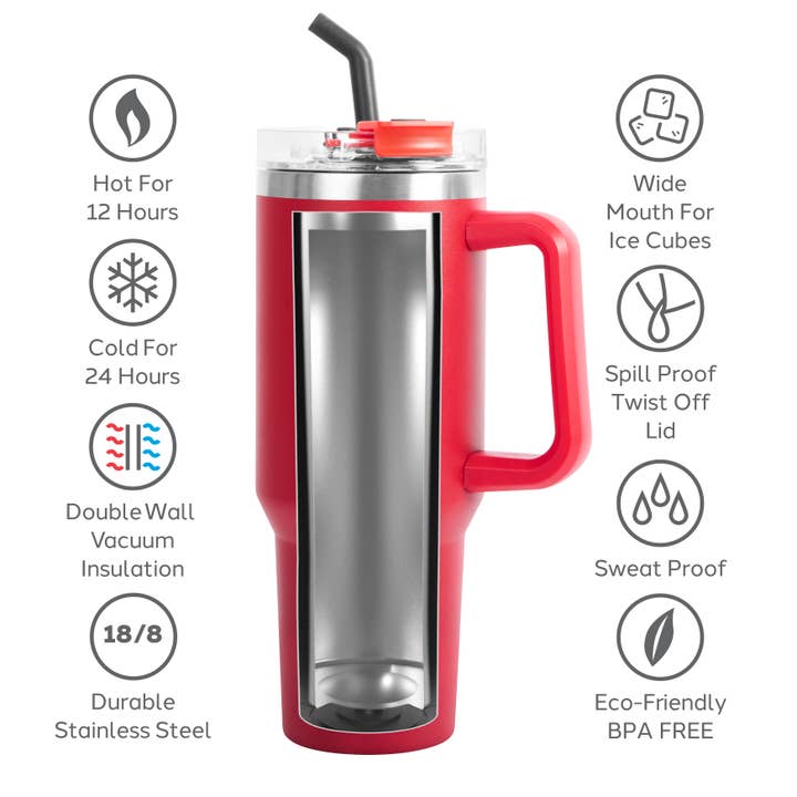 Oggi - Wholesale Insulated Mug/Tumbler - 40 fl oz / 1.2 lt Thermal Mug w/Straw