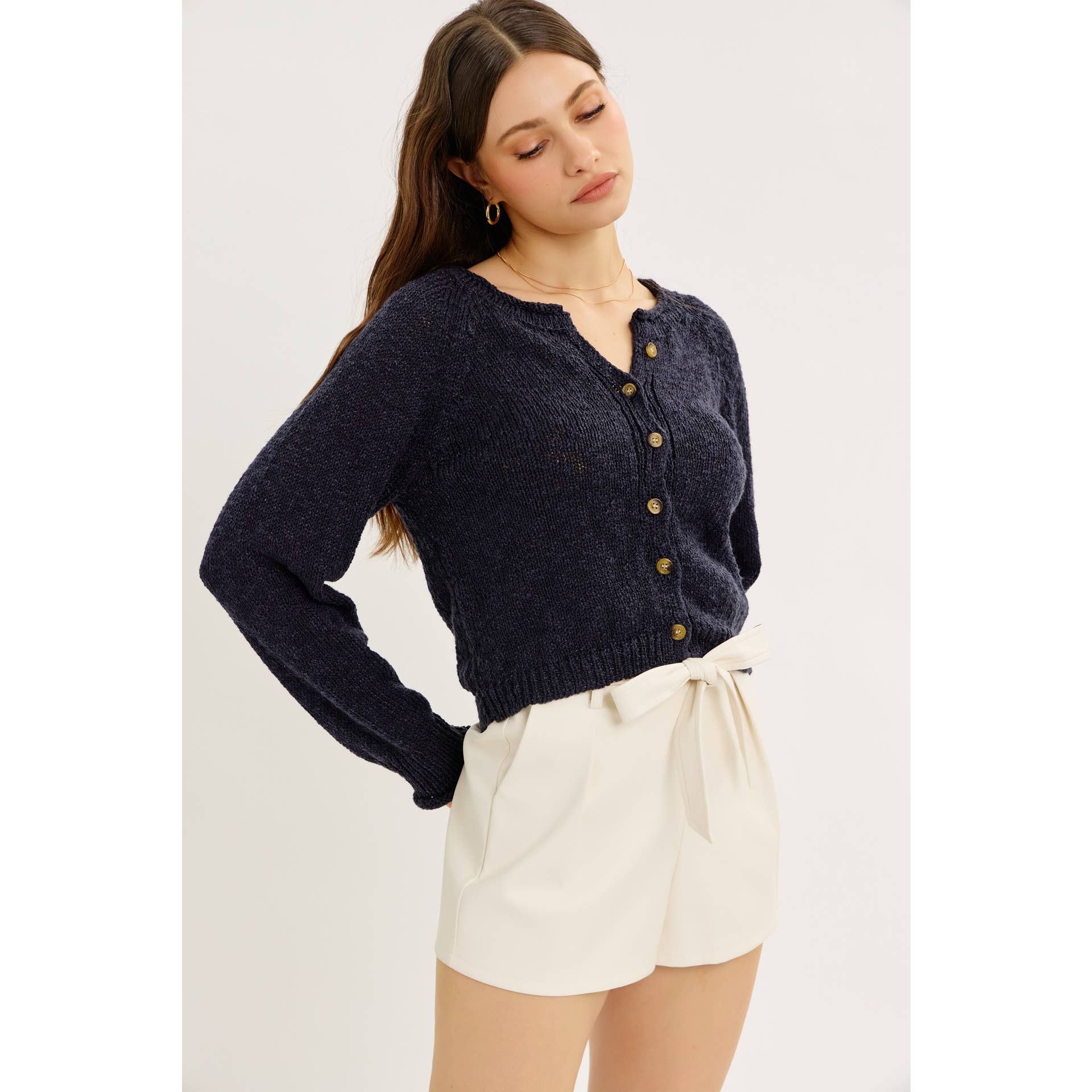 idem ditto – Engroshandel Cardigan - Dame – LETSTRUKTURERET CARDIGAN MED KNAPPER3