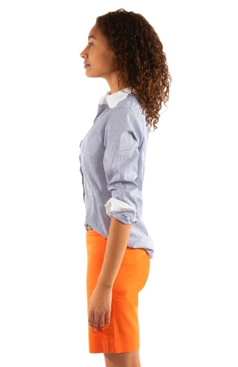 Gretchen Scott LLC – Engroshandel Skjorte med buttondown – til kvinder – Pique All Day Stribet Skjorte12