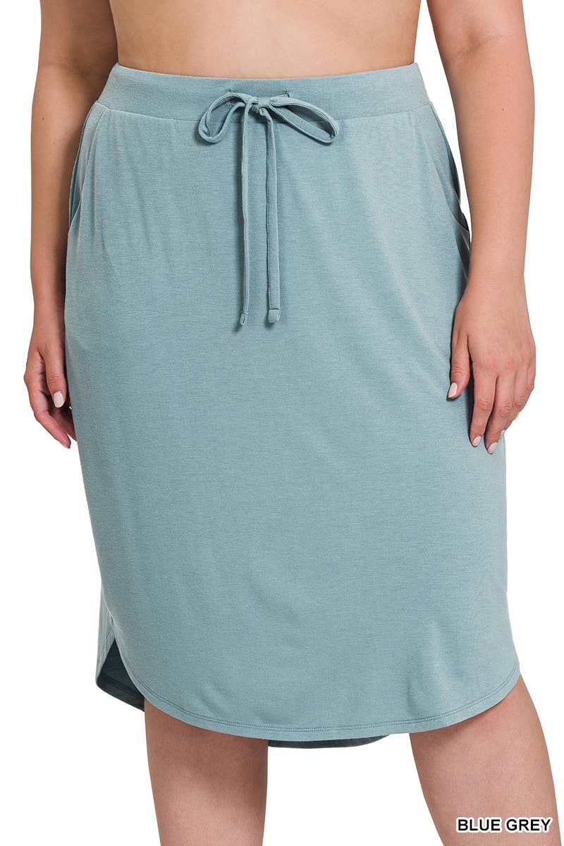 42POPS - Wholesale Skirt - Women's - `.PLUS SIZE ELASTIC WAIST TULIP HEM SKIRT3