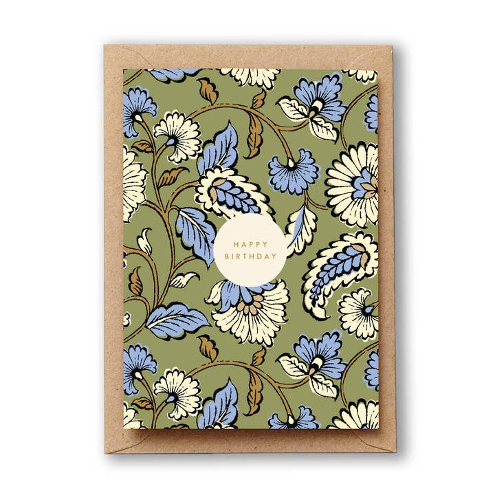 Cartão impresso de Happy Birthday Green Block por atacado de Lucy says I do