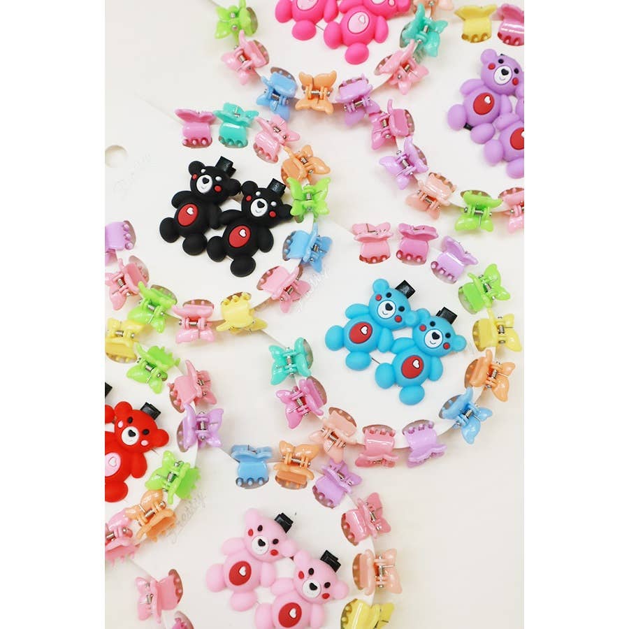 MIX COLOR Bear and Butterfly mini Hair Clip Set for wholesale on Faire5