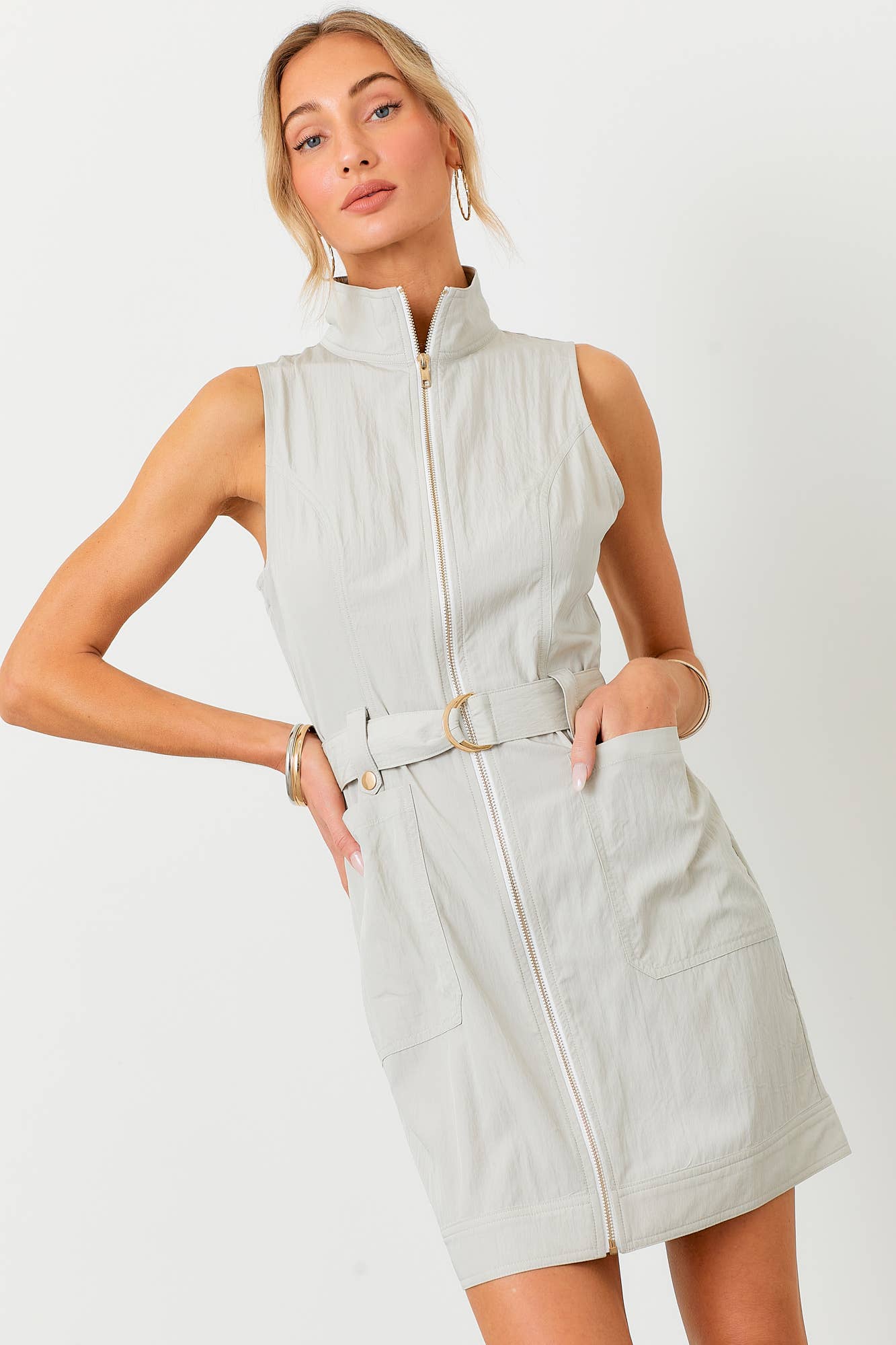 BABY PINK - Vendita all'ingrosso Vestito - Donna - Abito Mini Senza Maniche con Cintura Utilitaria14