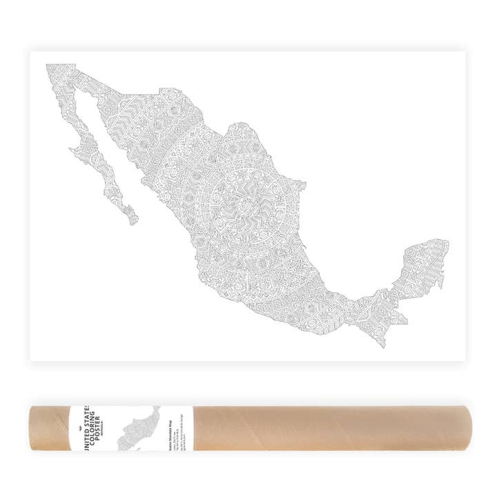 Mexico Coloring Map with Mandala Patterns for wholesale by Anna Grunduls Design