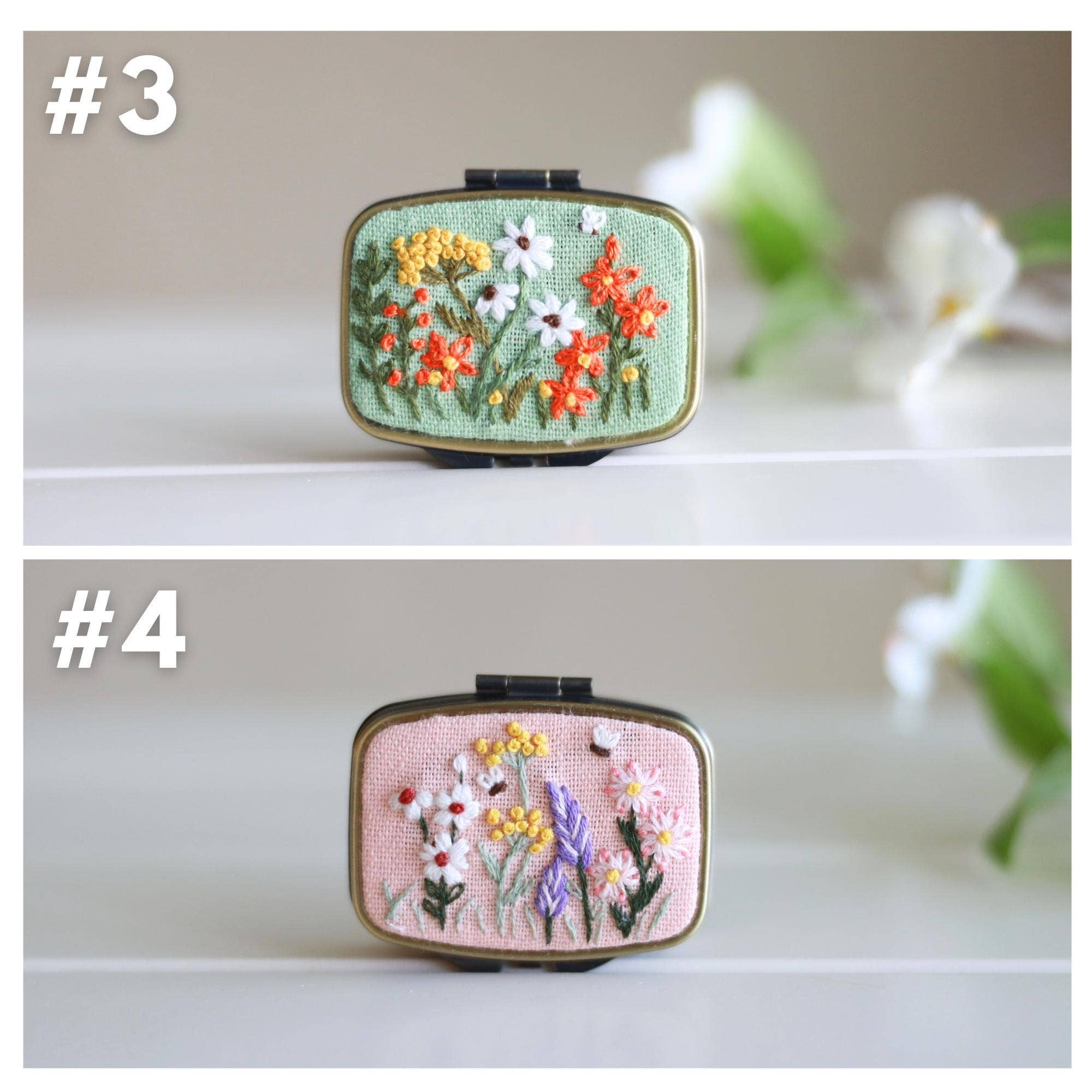Finer Embroidery - Wholesale Jewelry Box/Organizer - Mini Floral Embroidered Jewelry Box with Mirror1