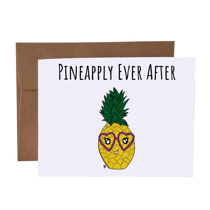 Pineappley Ever After Pineapple Pun Greeting Card for wholesale by SKP ink