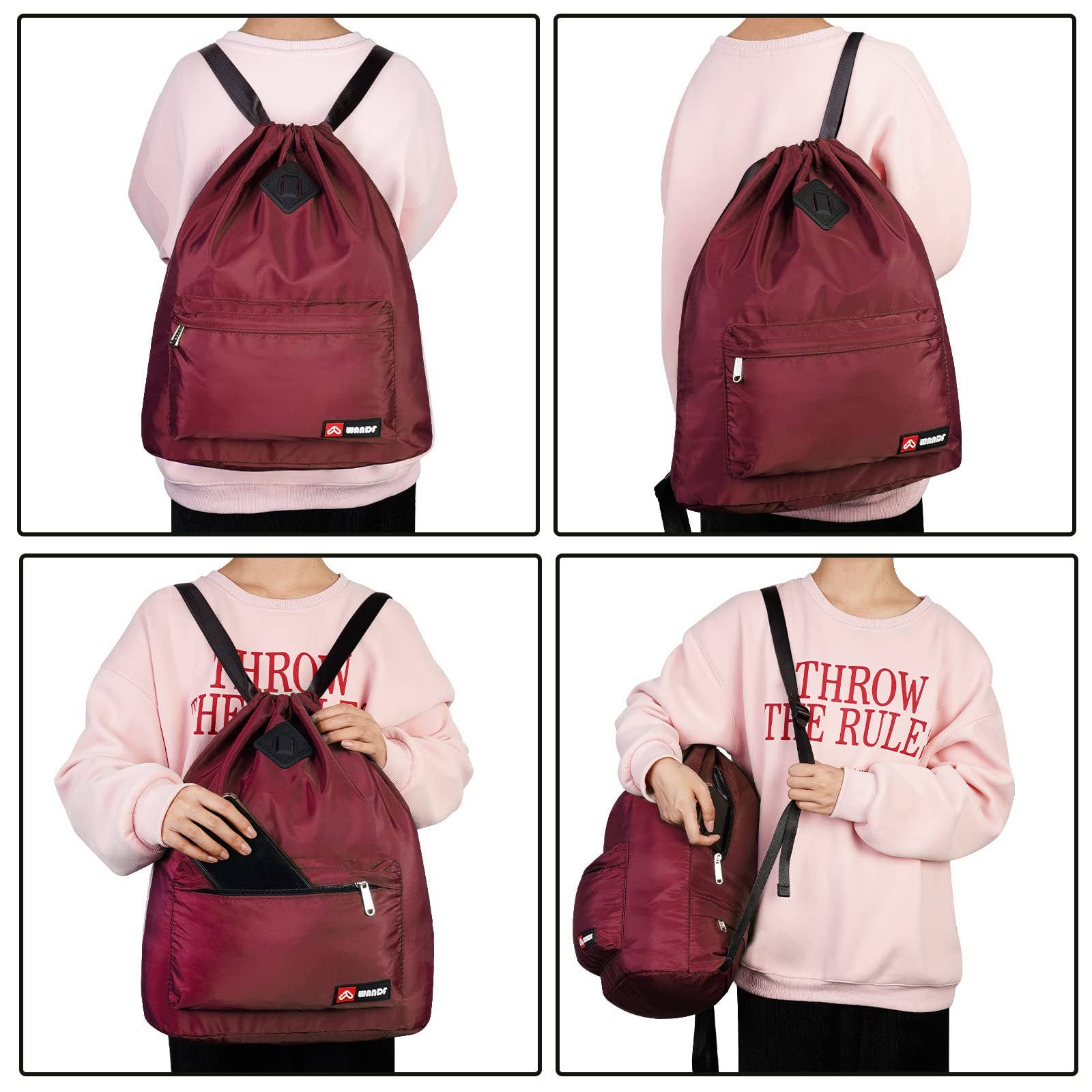 wandf - Wholesale Backpack - Unisex - WF6030 Sport Drawstring Backpack With Shoe Compartment36