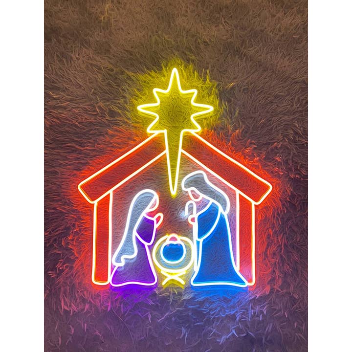 Holy family Neon Sign, Christmas Party Wall Art Decor for wholesale by Glow Neon