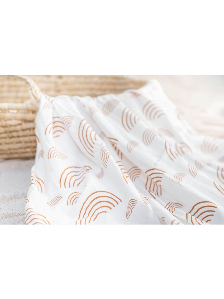 Harp Angel Boutique - Wholesale Swaddle - Baby - Caramel & White Rainbow Swaddle Blanket4
