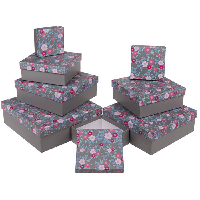 Grey gift boxes, Spring Flowers, for wholesale by Out of the blue KG