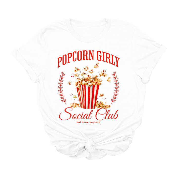 House of Savvy - Wholesale T-shirt (graphic) – women's - Popcorn Girly Graphic T-Shirt | Movie Night Social Club Tee | Cute Snack Lover Shirt | Retro Cinema Graphic Tee for Women | Funny Popcorn Aesthetic T-Shirt | Cozy Film Night Gift Shirt2