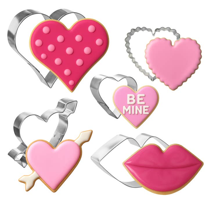 Kiss From The Heart Cookie Cutters 5 Pc Set HS0470 for wholesale by CookieCutter.com