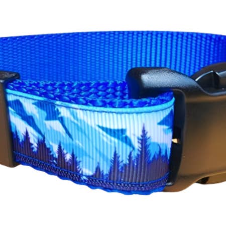 Rocky Mountain Hound - Wholesale Pet Collar - Dog - 1" Mountain Tree Blue Dog Collar, Leash, or Martingale