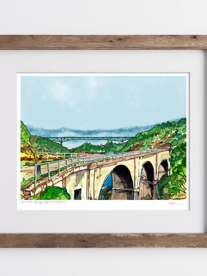 Pont No Hands, Auburn Californie - Impression encadrée - Papier mat d'archive - Titré et signé à la main pour la vente par Heidi Garner Studio
