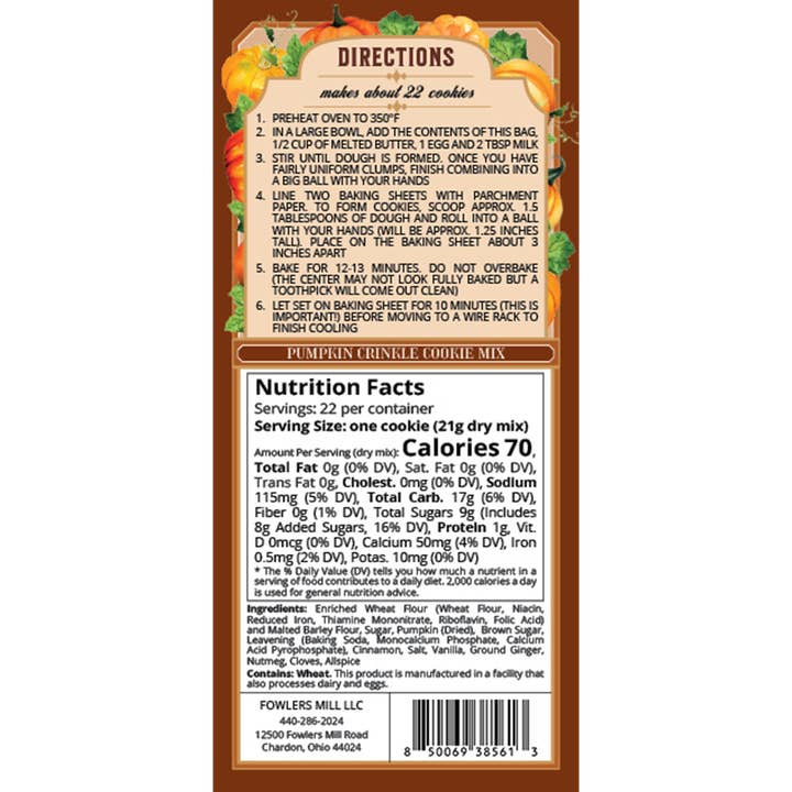 Fowler's Mill - Wholesale Cookie Mix - Pumpkin Crinkle Cookie Mix1