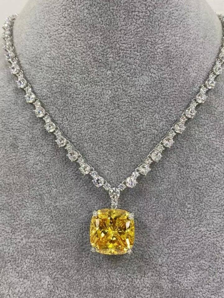 Radiant Sunburst Cushion Cut Crystal Necklace for wholesale by By lilly Paris