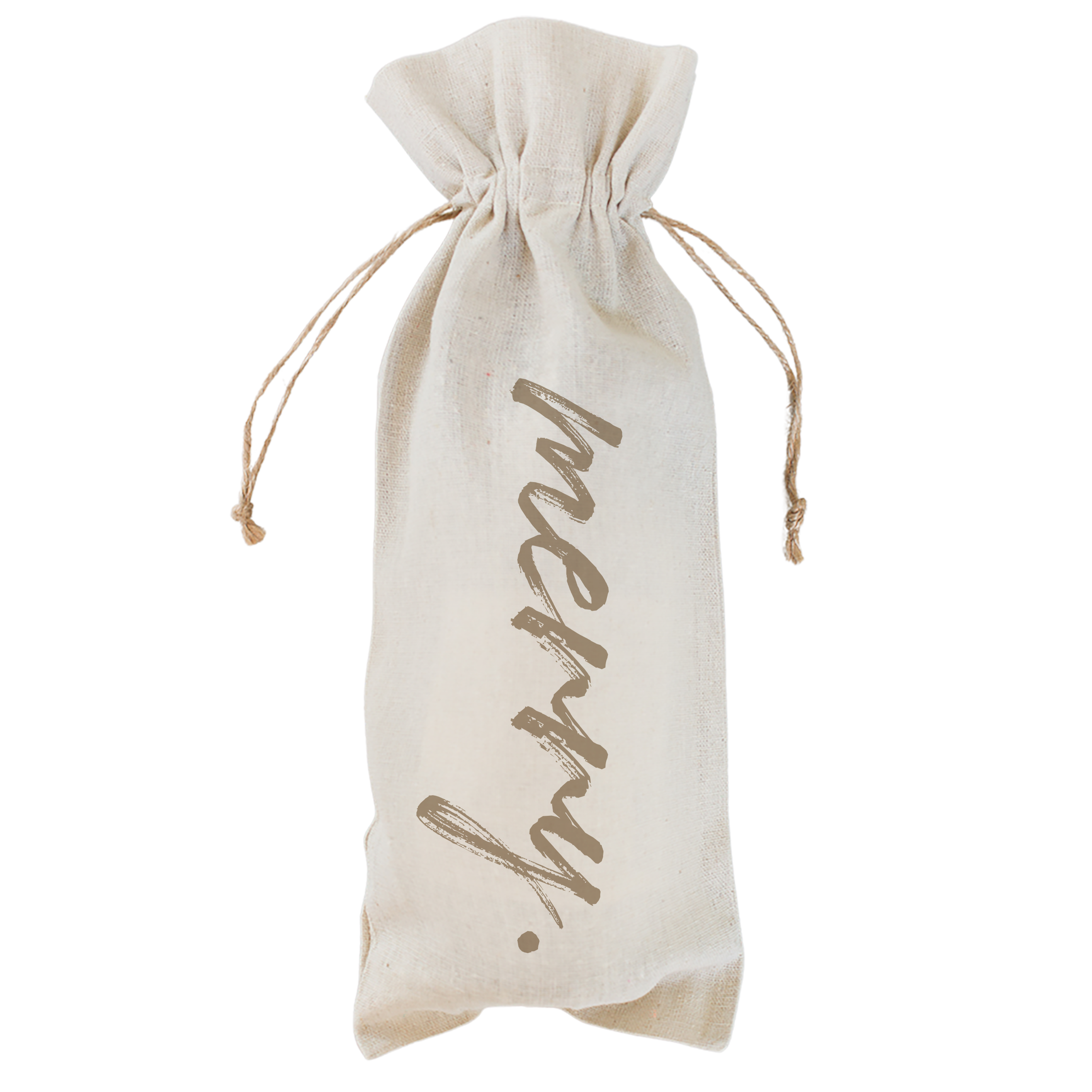 Natural Cotton Linen Merry Wine Bag for wholesale on Faire2