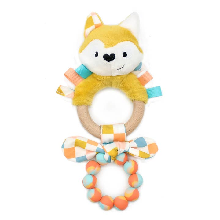 DEGLINGOS WOOD & SILLICONE TEETHING RING CYRANOS THE FOX for wholesale by Les Déglingos, France
