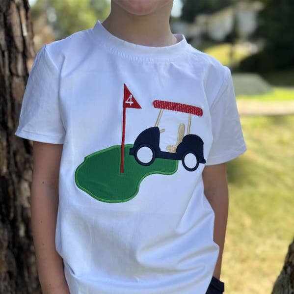 Drenge Golfvogn Applikationssæt med Shorts for engroshandel hos Little Lullaby Boutique