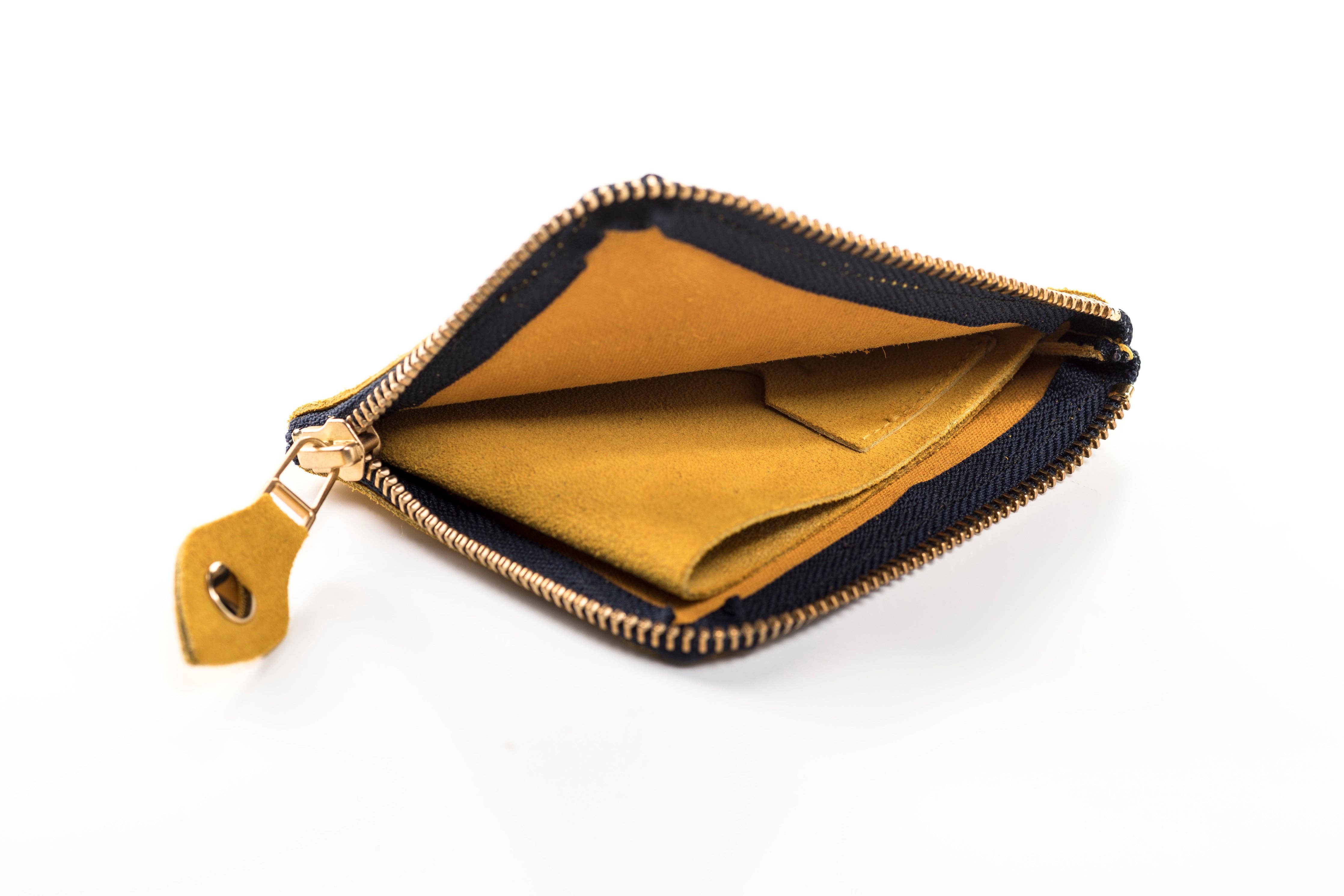 Frankinelli - Vente Portefeuille – femme - Portefeuille en cuir suédé moutarde6