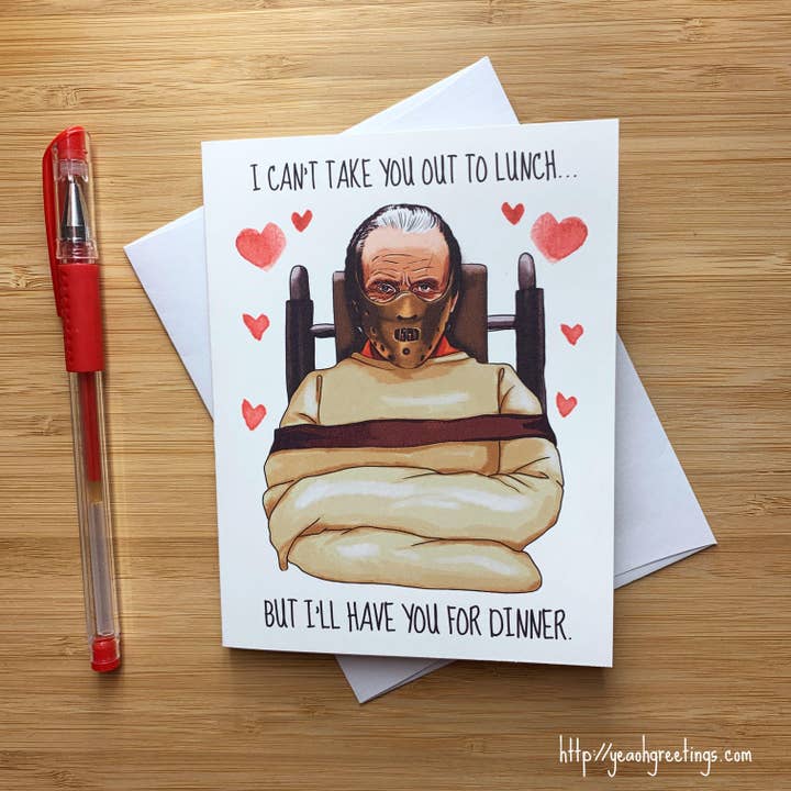 Hannibal Silence of the Lambs Love Card, 1980s Pop Culture for wholesale by Yeaoh! Greetings
