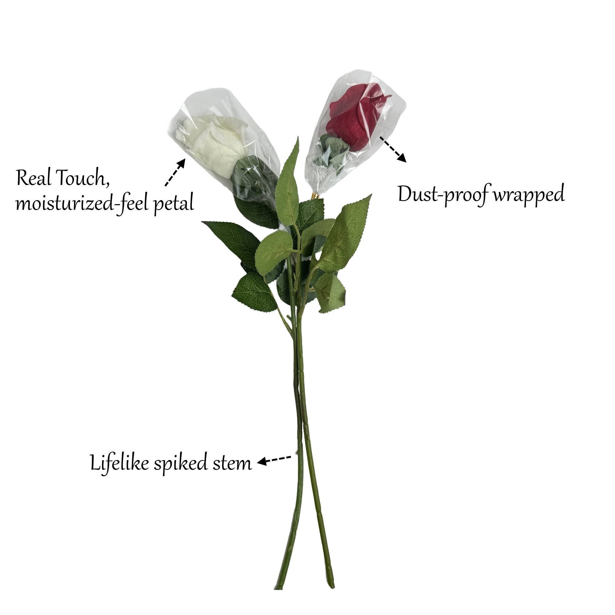 Angel Isabella - Vente Fleurs artificielles - Tige de rose artificielle ultra réaliste de 43 cm avec revêtement humidifié8