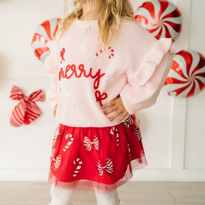 Sweet Wink - Wholesale Knit Sweater - Kids - Coquette Merry Christmas Knit Sweater - Kids Clothing3