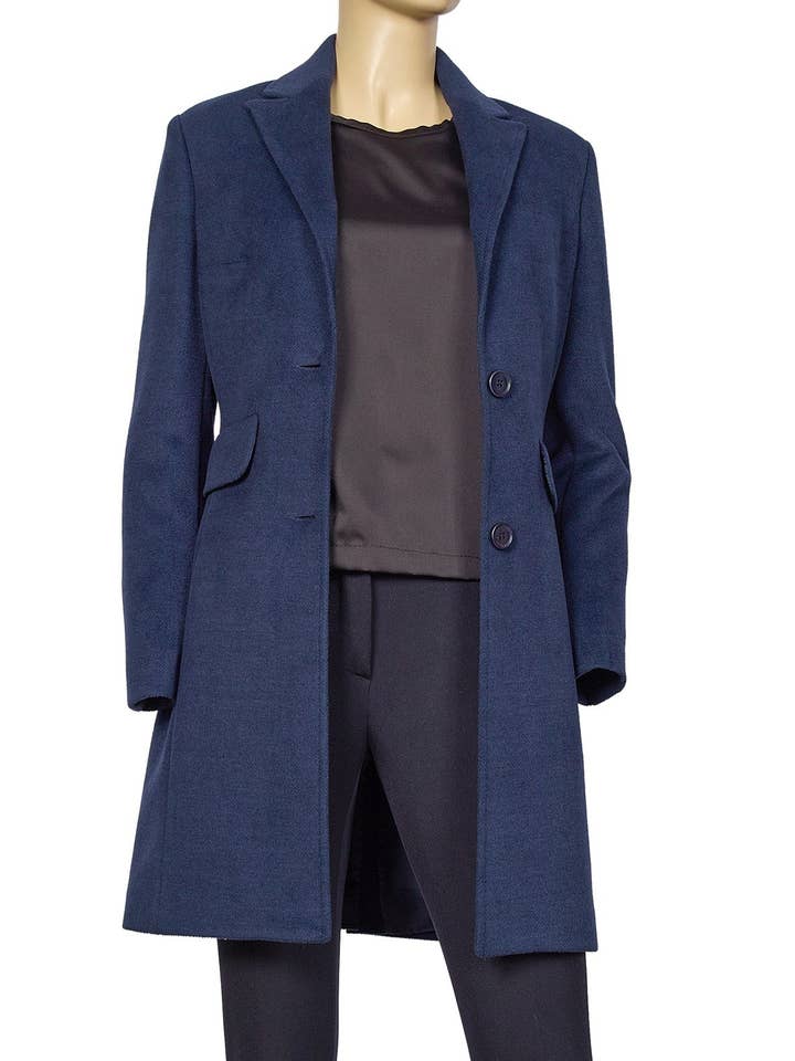 Regulair/klassieke zakjas met enkele rij knopen en flappen - blauw voor wholesale door FEDERICA ERRE