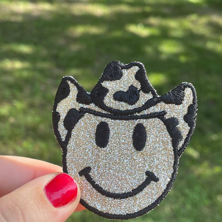 Urban Clay - Vendita all'ingrosso Toppe - TOPPA TERMOADESIVA A FORMA DI COWGIRL CON GLITTER DORATI E NERI