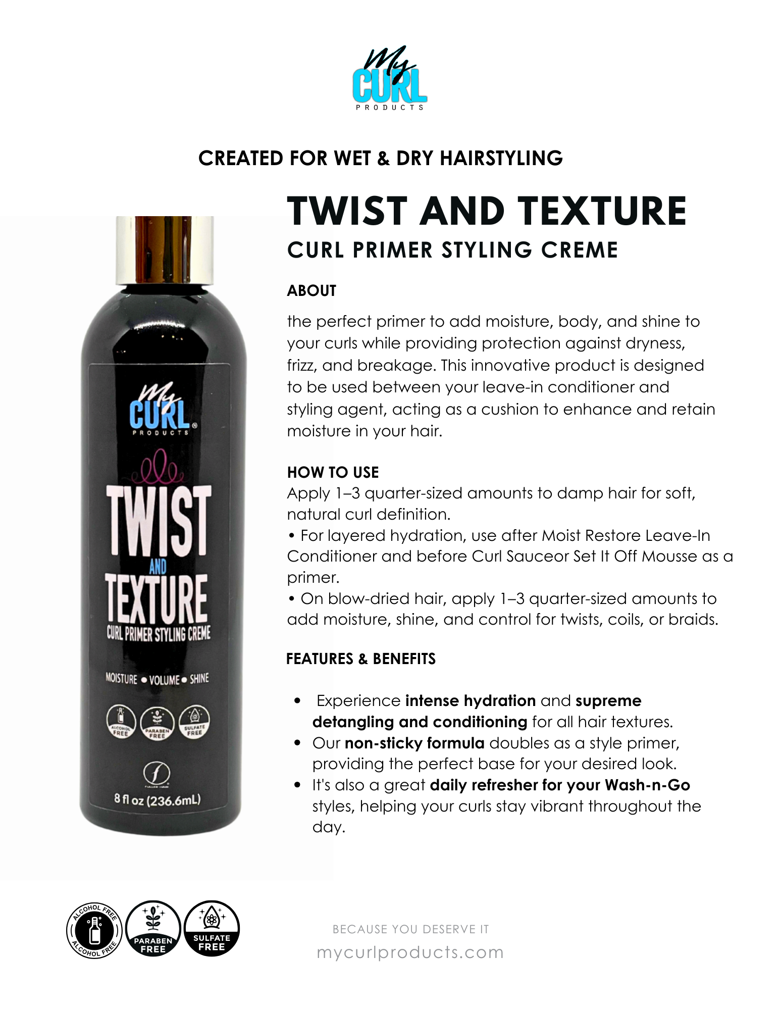 My Curl products - Vente Gel/mousse de coiffage - CRÈME DE COIFFAGE PRÉPARATRICE BOUCLES TWIST AND TEXTURE1