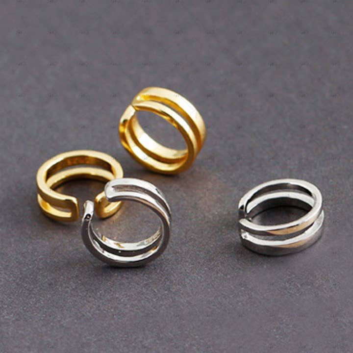 S925 sølv dobbeltlags spænde runde øremanchetøreringe for engroshandel hos Gioiellin - S925 Silver Jewelry