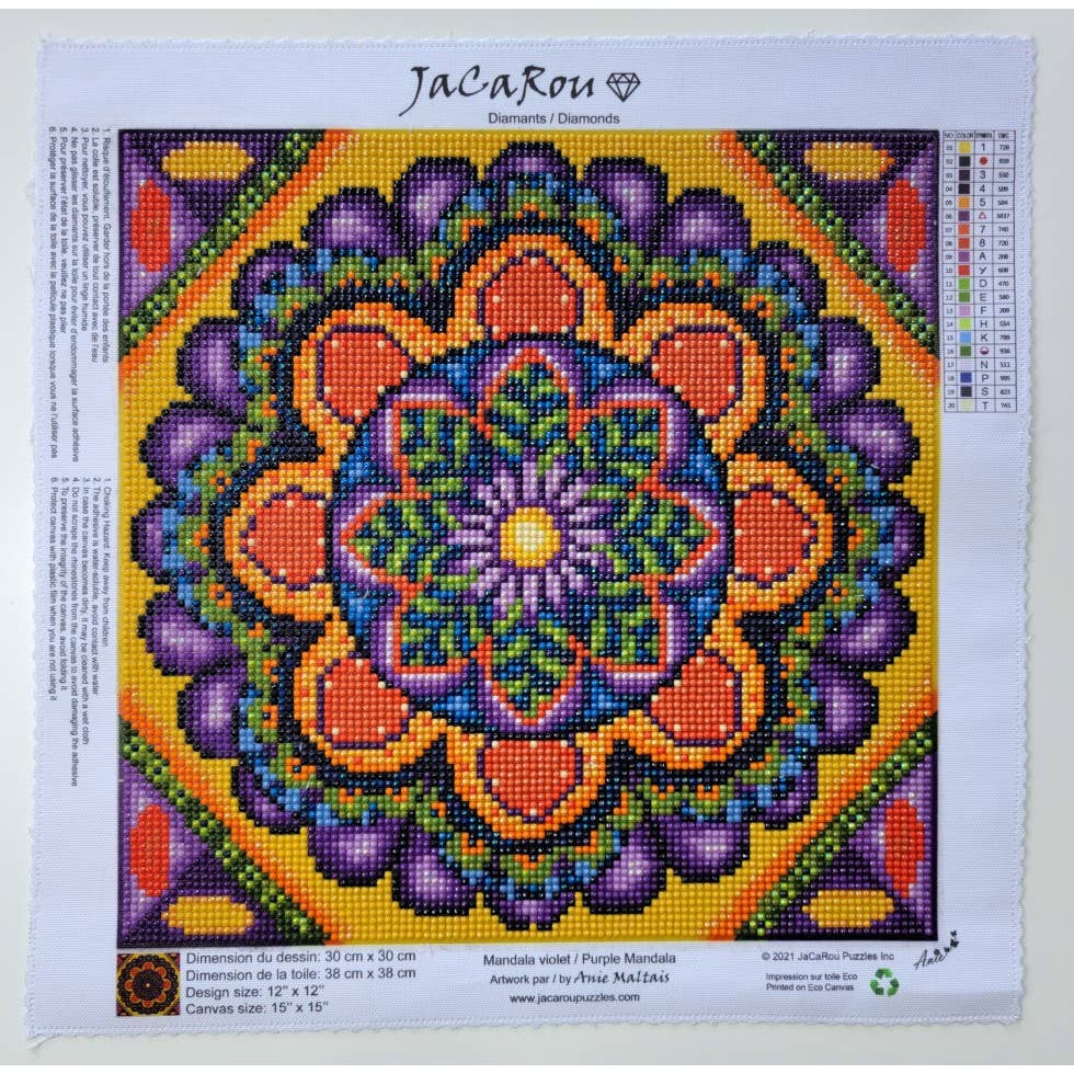 JaCaRou Puzzles Inc. - Vendita all'ingrosso Kit per lavoretti fai da te - Kit artistico per pittura con diamanti mandala viola3