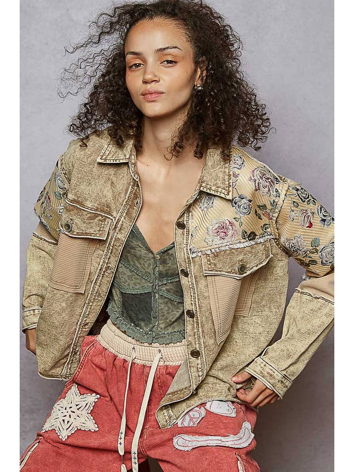 Pol Clothing - Wholesale Jacket - Women's - Long Sleeve French Terry Contrast Animal or Floral Jacket5