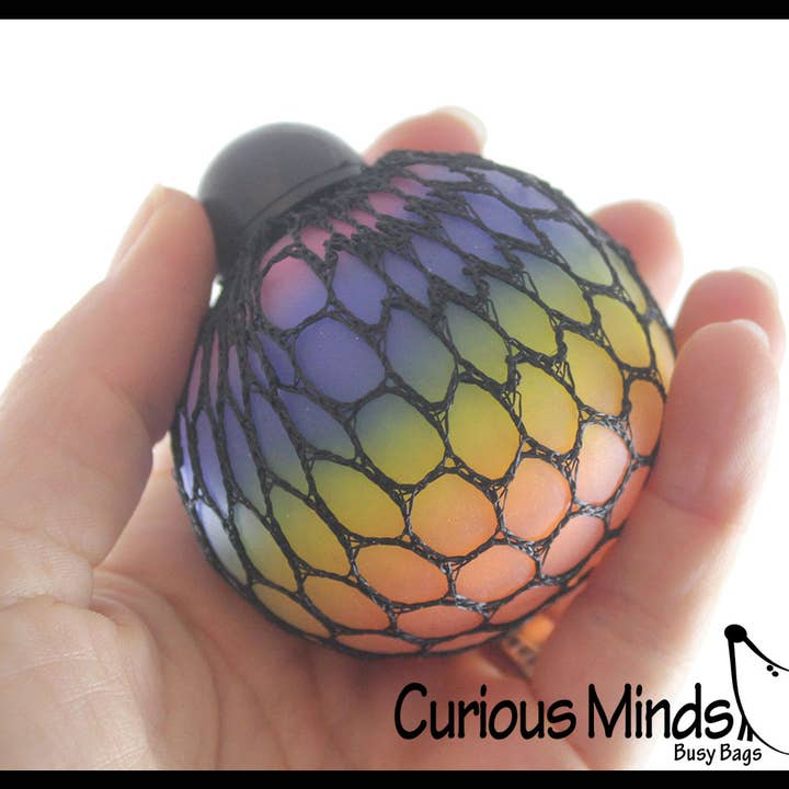 Curious Minds Toys – wholesale Squishy toy – Kids & Baby – 1 Rainbow Mesh Doh Filled Squeeze Balls - Doh - Ultra Squish