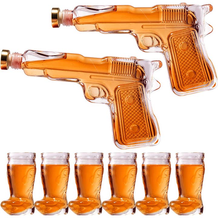 The Wine Savant / Khen Glassware - Wholesale Decanter - Pistol Gun Decanter & Pistol Shot Glasses Set - Holster7