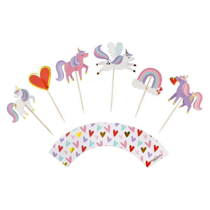 REMOVED BRAND - Wholesale Cake/Cupcake Topper - Love is Magical Unicorn Cupcake Toppers & Wrappers, 12 ct