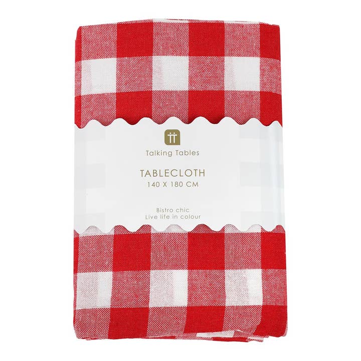 Talking Tables USA - Wholesale Tablecloth - Red & White Fabric Gingham Tablecloth | Summer| 4th of July|