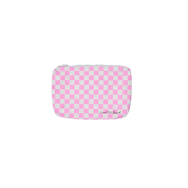 Local Beach - Wholesale Pouch - Women's - Pink Checker Water Resistant Pouch3