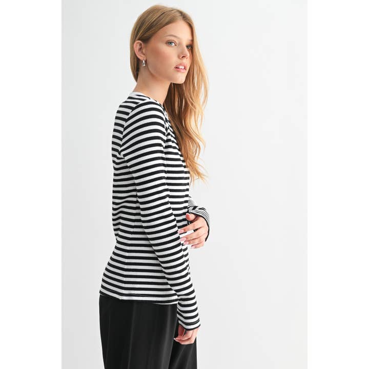 FUN2FUN - Wholesale Knit Top - Women's - STRIPE LONG SLEEVE KNIT TOP 3