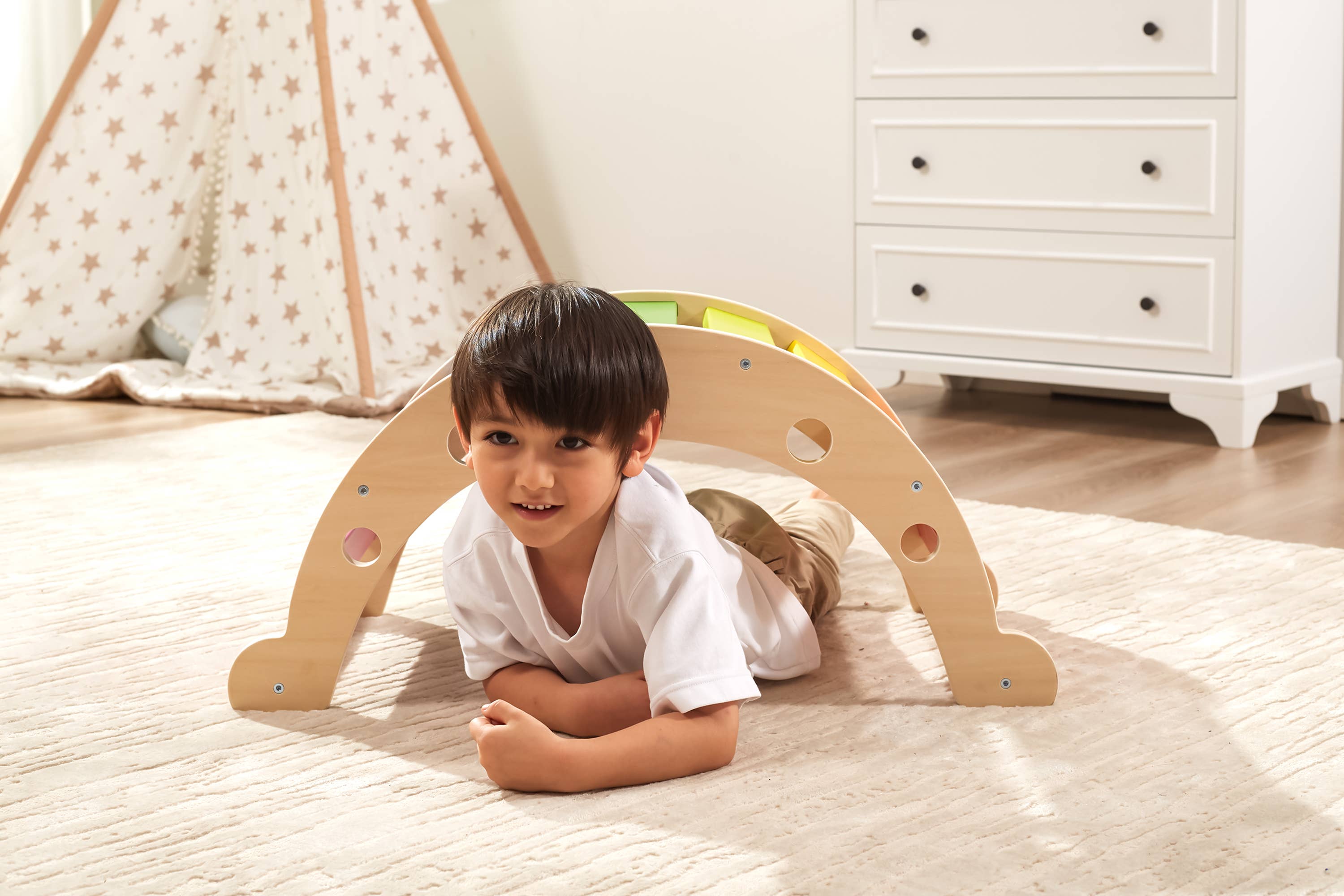 Trade Toys Limited – Brinquedo de madeira - Crianças por atacado – Viga Rainbow Rocker6