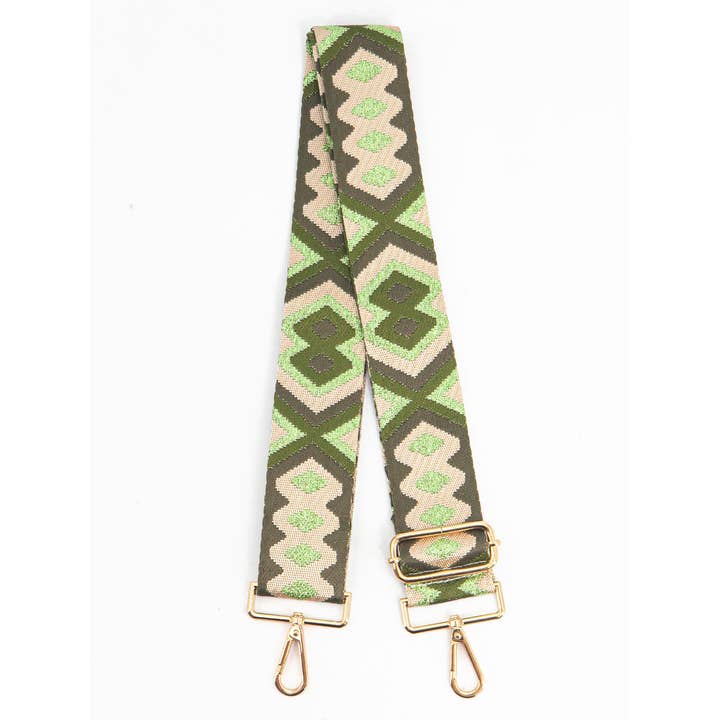 Sarta Accessories – wholesale Bag strap – women's – Ronda Woven Bag Strap - Green, Aztec Metallic