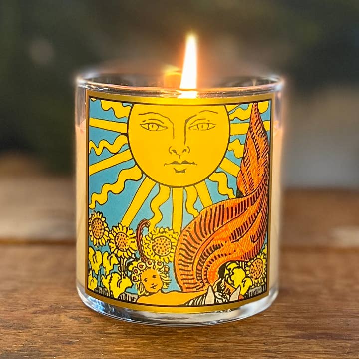 8.5oz Sun Tarot Candle for wholesale by Magic Fairy Candles